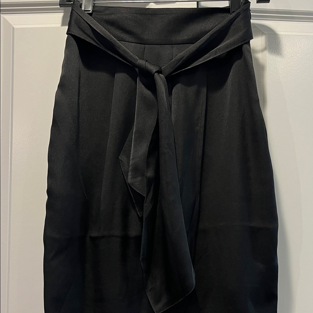 Express Black High Waisted Belted Satin Wrap Midi Skirt size 00 NEW NWT - Picture 6 of 10